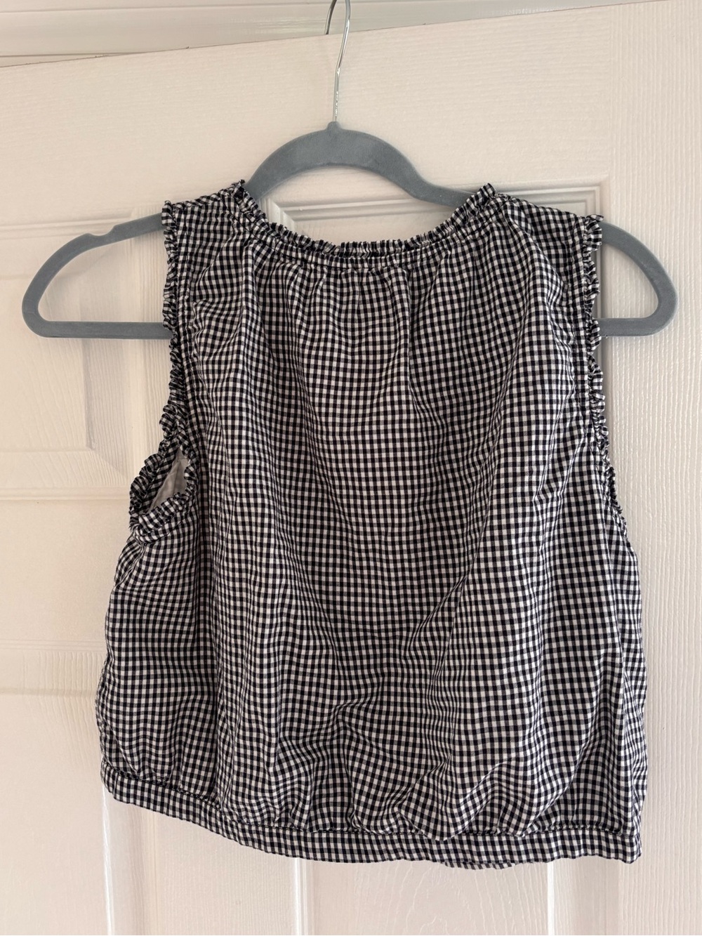 GAP x DOEN Black & White Gingham Tie-Front Crop Top - Picture 2 of 4